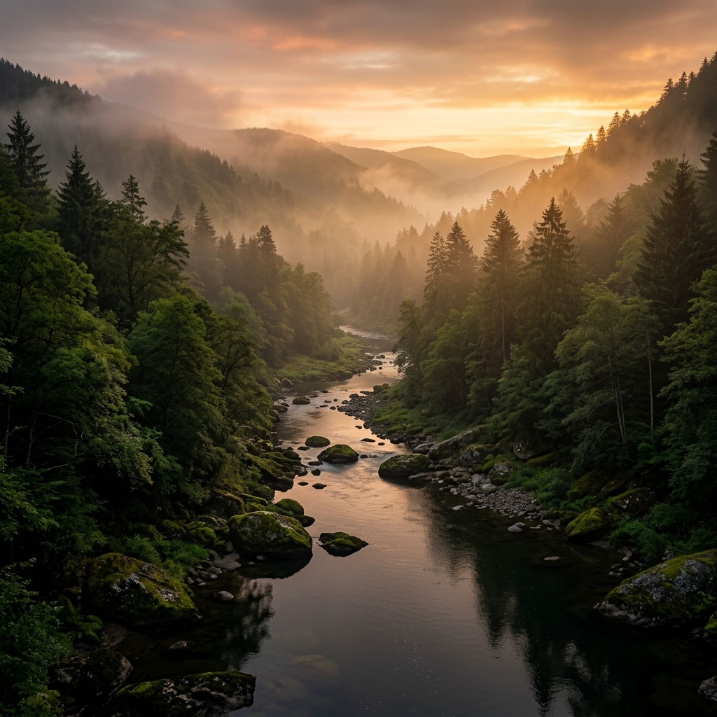 Forest river landscape